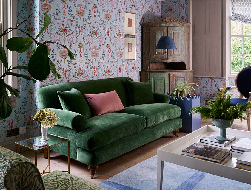 Hampton 3 Seater Sofa in Super Soft Velvet Highland Green